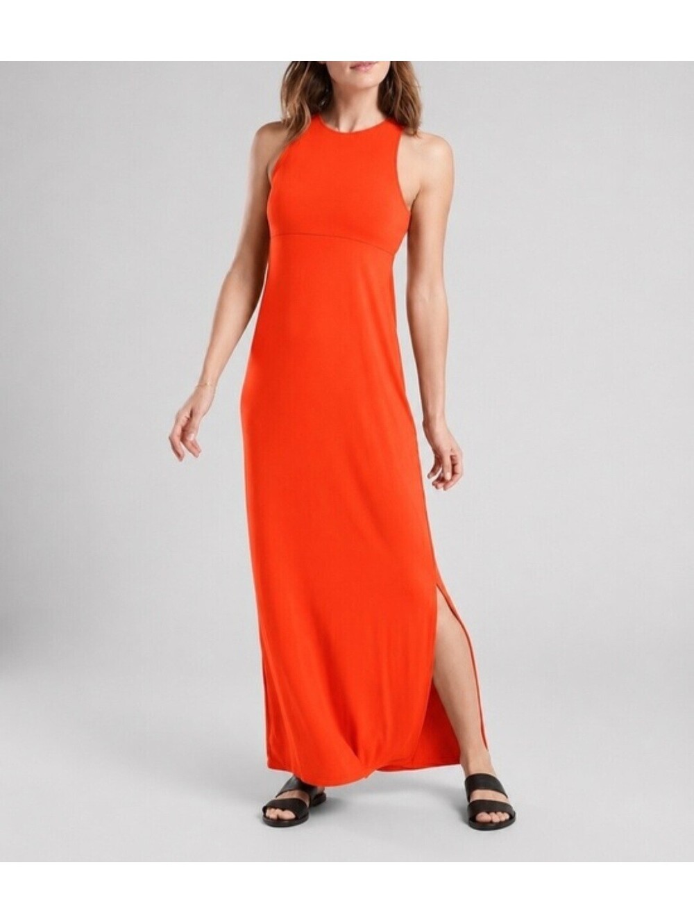 Athleta Santorini Bright Orange Coral Sleeveless Maxi Dress Size S